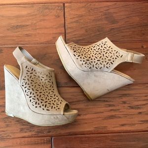Chinese laundry taupe cutout wedge